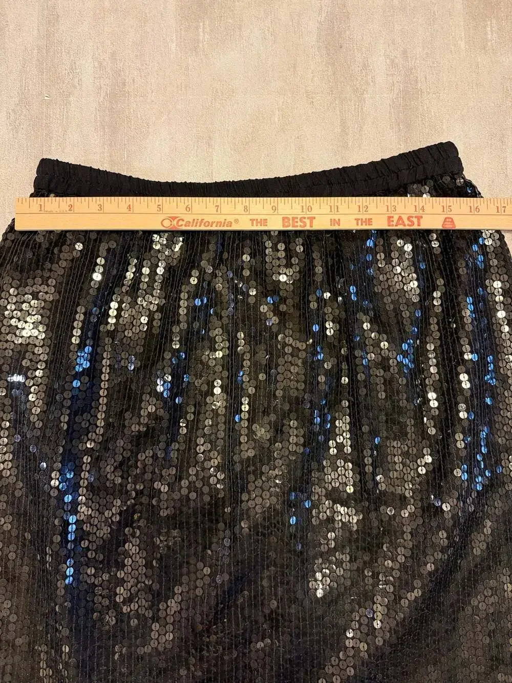 Frank Usher Vintage 100% Silk Sequin‎ Skirt Black Size M
